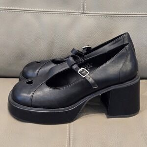 Shoes 9M Delias Black Mary Jane Faux Leather Heart Cutout Platform Chunky Heel